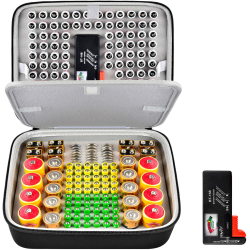 🔋 Hart Batterie Organizer Aufbewahrungsbox, Doppel Schichtiger Batterie Tragebehälterhalter mit Batterietester Angebot bei HelloDeals