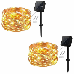 🌞 [2 Stück] Solar Lichterkette Aussen, 50LED 5M 8 Modus Außenbeleuchtung 🌟 Angebot bei HelloDeals