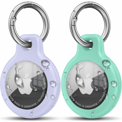 🔥 2 Stück Hülle für Apple AirTag Anhänger! 🛡️ Wasserdichte Schutzhülle in Mintgrün/Violett 💥 Angebot bei HelloDeals