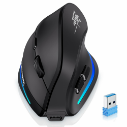 Update-Version 2.4G Vertikale Ergonomische, Silent RGB Vertical Maus, 4800 DPI, 6 Tasten Wiederaufladbare Funkmaus PC Maus Kabellos Angebot bei HelloDeals