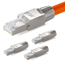 🔌 4x CAT 7 RJ45 Stecker Netzwerkstecker für starre LAN Kabel Verlegekabel Ethernet - Werkzeuglos LSA - 10 Gbit/s AWG 22-24 vollgeschirmt STP 50μ vergoldete Kontakte Angebot bei HelloDeals