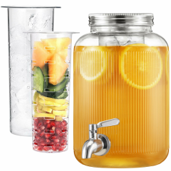 🥂🍹 Navaris Getränkespender mit Zapfhahn - Bowle Gefäß mit Deckel - 4 Liter Glasbehälter 🍋🥤 Angebot bei HelloDeals