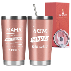 Liebevoller Muttertag Thermobecher aus Edelstahl mit Spruch 🎁 Angebot bei HelloDeals