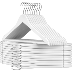 🌟 SONGMICS Kleiderbügel Holz, 20er Set - Weiß-Silbern CRW03W-20 🌟 Angebot bei HelloDeals