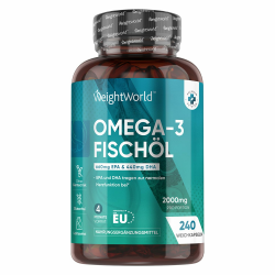🐟 Omega 3 Kapseln - 2000mg Fischöl mit 1100mg Omega-3, 660mg EPA & 440mg DHA - WeightWorld 🌿 Angebot bei HelloDeals