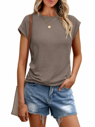 Cuptacc Tshirt Damen Tops Sommer Rundhals Oberteile Damen Elegant Basic Bluse Kurzarm Tank Top Business Outfit 🌸👚 Angebot bei HelloDeals