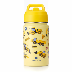 🌟 SANTECO Trinkflasche Kinder Edelstahl 380ml mit Strohhalm 🌈 Angebot bei HelloDeals
