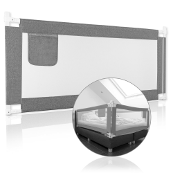 Angebot: Bettgitter grau [2m] - Labor geprüft - Rausfallschutz Bett [Eine Seite] Angebot bei HelloDeals