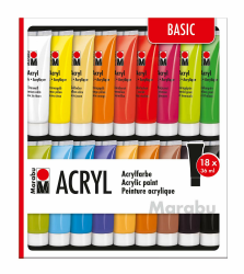 🎨 Marabu 1210000000201 - Acrylfarben Set Basic mit 18 x 36 ml Farbe 🖌️ Angebot bei HelloDeals
