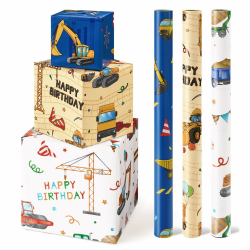 WERNNSAI Bagger Geschenkpapier – 3 Rollen 43,2 x 304,8 cm 🚜🎁 Angebot bei HelloDeals
