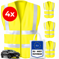 🚗🌟Kyto Warnwesten Auto Sicherheitsweste reflektierend - 4er Set inkl. Tasche🚦 Angebot bei HelloDeals
