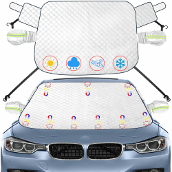 Auto Windschutzscheibenabdeckung - 600D Windschutzscheiben-Schneedecke mit Magnet schützt Seitenspiegelabdeckung, wasserdicht & standardmäßiger Winterfrost-Hagelschutz für die meisten Autos, Lastwagen, SUVs, Vans und MPVs (59 x 50 Zoll) Angebot bei HelloDeals
