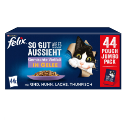 🐱🌟 FELIX So gut wie es aussieht Gemischte Vielfalt in Gelee Katzennassfutter 44x85g Portionsbeutel - Angebot Angebot bei HelloDeals