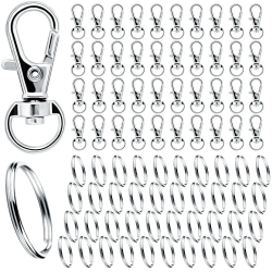 🔑 Schlüsselring Edelstahl Klein 80Stk Karabiner Schlüsselanhänger 🎨 Basteln Selber Machen Ringe Karabinerhaken mit Drehgelenk(Silber) Angebot bei HelloDeals
