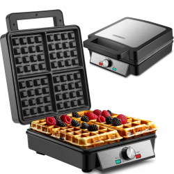 XXL 4er Waffeleisen | 1200 Watt | Waffelautomat | Paninigrill | Waffeltoaster | Waffle Maker | Elektrogrill | XXL Wafflemaker | Waffel Eisen | Waffelmacher Angebot bei HelloDeals