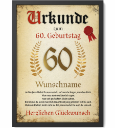 Papierschmiede® Personalisierte Urkunde zum 60. Geburtstag 📜🎁🎨 Angebot bei HelloDeals