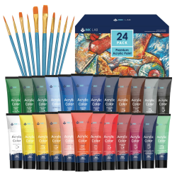 INK LAB Acrylfarbe Set 24 Tuben 🎨 Ungiftig Acryl Farben Waschfeste Künstlerfarbe Angebot bei HelloDeals