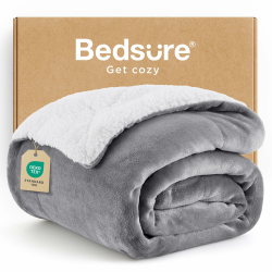 🛋️ BEDSURE Decke Sofa Kuscheldecke Grau - warm Sherpa Sofaüberwurf Decke Angebot bei HelloDeals