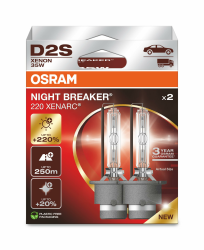 🔆🚗 OSRAM XENARC NIGHT BREAKER 220, D2S, +220% mehr Helligkeit, Xenon-Scheinwerferlampe, 66240XN2-2HB, Faltschachtel (2 Lampen) - Angebot Angebot bei HelloDeals
