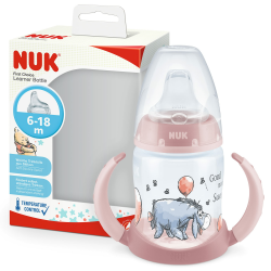 🍼 NUK First Choice+ Trinklernflasche | 6–18 Monate | 150 ml | Disney Winnie Puuh rosa 🐻 Angebot bei HelloDeals