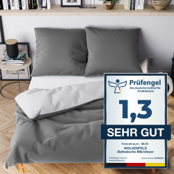 Wolkenfeld Bettwäsche 135X200 4 teilig Set grau anthrazit 😴🌙 Angebot bei HelloDeals