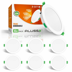 ALUSSO LED Einbaustrahler Dimmbar 15W 230V Slim Flach Deckenleuchte, 1200 Lumen Warmweiß Neutralweiß Kaltweiß Einbauleuchten 32mm Einbautiefe, IP44 Deckenspots für Badezimmer, 6er Set 🌟 Angebot bei HelloDeals