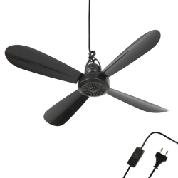 🌀⚫️ Mobiler Deckenventilator Schwarz (5m XXL Kabel) - 220V-240V / 5 Watt Angebot bei HelloDeals
