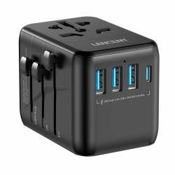 LENCENT Universal Reiseadapter mit 3 USB & Typ-C ✈️ Angebot bei HelloDeals