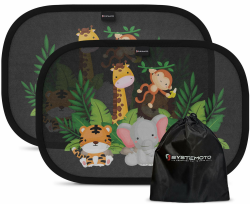 Auto Sonnenschutz Baby mit süßen Tier Motiven (Wild Life) - 2er Set Angebot bei HelloDeals