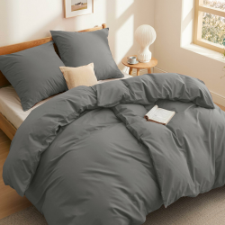 😍 Super Deal! BEDSURE Bettwäsche 135x200 Baumwolle 4teilig - Bettwäsche-Sets Grau 😍 Angebot bei HelloDeals