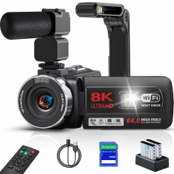 Videokamera 8K Camcorder 64MP WiFi Vlogging Kamera mit IR Nachtsicht 📹 Angebot bei HelloDeals