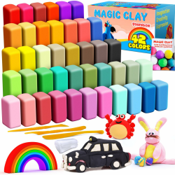 Modelliermasse-Set - 42 Farben Lufttrocknende magische Knete für Kinder 🎨🎁 Angebot bei HelloDeals