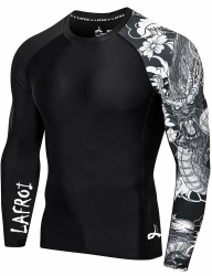 LAFROI Herren Langarm UPF 50+ Kompressionsshirt Rash Guard-CLYYB L Asymmetric Dragon 🐉🌞 Angebot bei HelloDeals