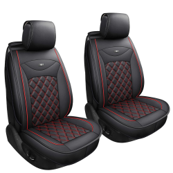 🚗 Udpomb 2 Stück Auto Vordersitzbezüge aus Leder in Schwarz&Rot mit Rhombus Motiv Angebot bei HelloDeals