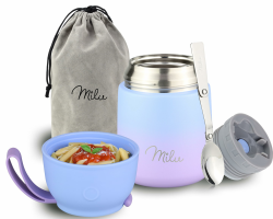 Milu® Thermobehälter für Essen 450ml, Edelstahl, Thermo Lunchbox, Suppenbehälter to go 🍲🥣 Angebot bei HelloDeals