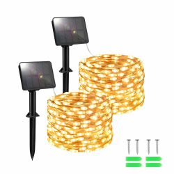 Solar Lichterkette Außen Solar 100LED 5Mx2 - 2 Stück Wetterfest 8 Modi 🌞 Angebot bei HelloDeals