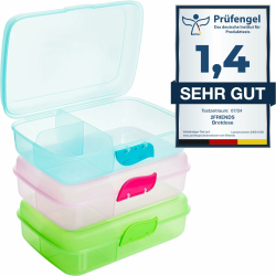 Brotdose Kinder mit Fächern - Lunchboxen Set in Grün, Blau, Rosa Angebot bei HelloDeals