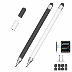 🌟 Universeller Tablet-Stift mit Dual-Tip - Präzisionsspitze, Kein Aufladen nötig, Magnetische Befestigung - Schwarz/Weiß 🖊️📱 Angebot bei HelloDeals