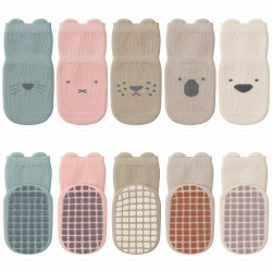 🧦 5 Paar Socken Baby Kleinkinder ABS rutschfeste Tiermotive Animals Baumwolle Crew Socks Angebot bei HelloDeals