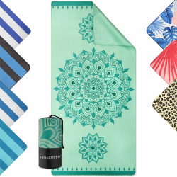 ZENACROSS - Strandhantuch 90x180cm 🌊 Mikrofaser Handtuch Groß 🏖️ Schnelltrocknend & Sandfrei - Türkisfarbenes Mandala Angebot bei HelloDeals
