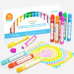 🎨 Shuttle Art 15 Glitzer Dot Marker Set für Kinder zum Malen & Bingo Angebot bei HelloDeals