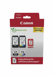 🖨️ Canon Originaltinte PG-575 / CL-576 (2 Tintenpatronen; Schwarz+Farbe) - Photo Value Pack 📸 Angebot bei HelloDeals