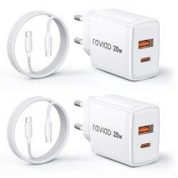 RAVIAD 20W USB C Ladegerät 2-Pack mit USB C Kabel 2M Angebot bei HelloDeals