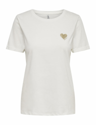 🌟SALE🌟 Damen Einfarbiges T-Shirt mit Brand Herz Basic Kurzarm Rundhals Top Shortsleeve Oberteil ONLKITA Angebot bei HelloDeals