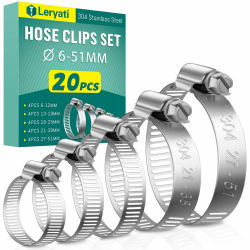 🔧🔩 20 Stück 6-51mm Schlauchschellen Edelstahl Set - Leryati Schlauchschelle 304 Schellen Angebot bei HelloDeals