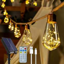 🌞🌿 Ollny Solar Lichterkette Aussen mit 16 S17 Glühbirnen 8M - Für Vintage Deko! 🎉 Angebot bei HelloDeals