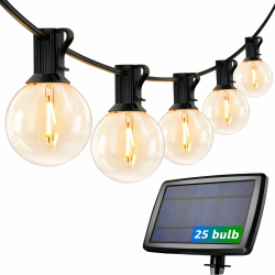 LE Solar Lichterkette Glühbirnen Aussen, 7.62M 25 LEDs G40 Außen Beleuchtung, USB wiederaufladbar, 4 Modus Solarlichterkette 🌞🌿🌺 Angebot bei HelloDeals