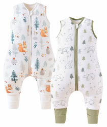Chilsuessy 2er Pack Baby Schlafsack mit Beinen 1.5 Tog Schlafsack 100% Baumwolle 😴🌿👶 Angebot bei HelloDeals