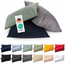 Blumtal Kissenbezug 40 x 80 cm (2er Set Kissenbezüge) - Grau - 100% Baumwoll-Jersey 😍🛏️ Angebot bei HelloDeals