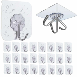 🔥 25 Stück Selbstklebende Klebehaken Extra Stark - Wandhaken Transparent für Küche Badezimmer Wand & Decke Aufhänger Angebot bei HelloDeals